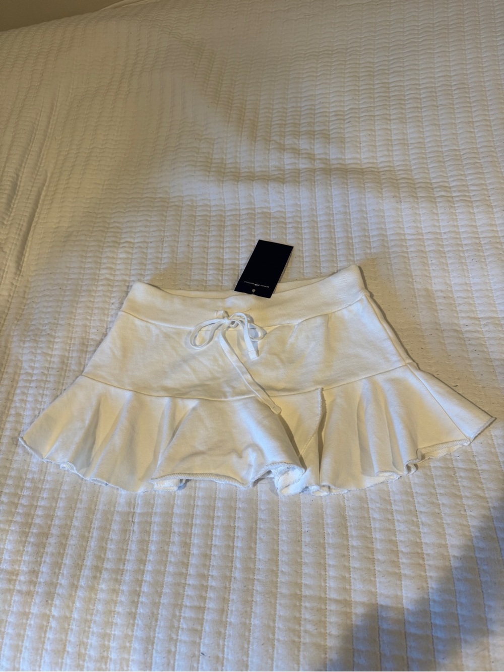 NWT Brandy Melville Vintage White Fleece Ruffle Tiered Micro Mini Skirt One Size